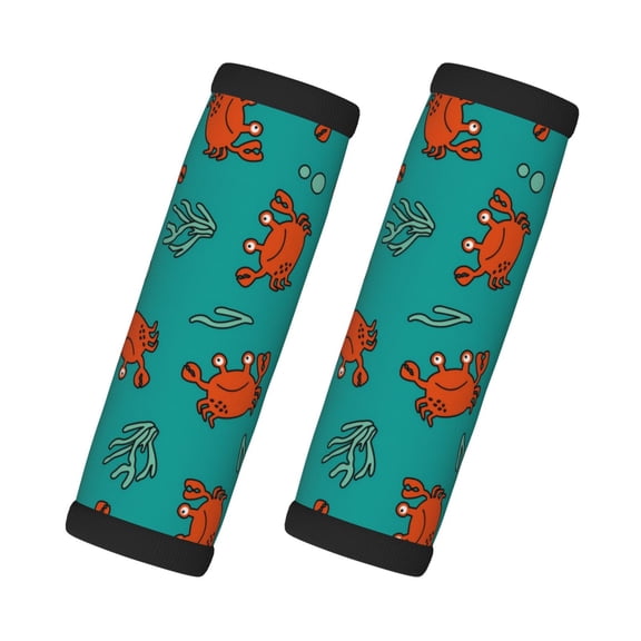 Xecao Colorful Crab Print 2 Pack Luggage Handles Wrap Grips Identifiers Bright Luggage Markers, Unique Travel Essentials,Bright Luggage Markers