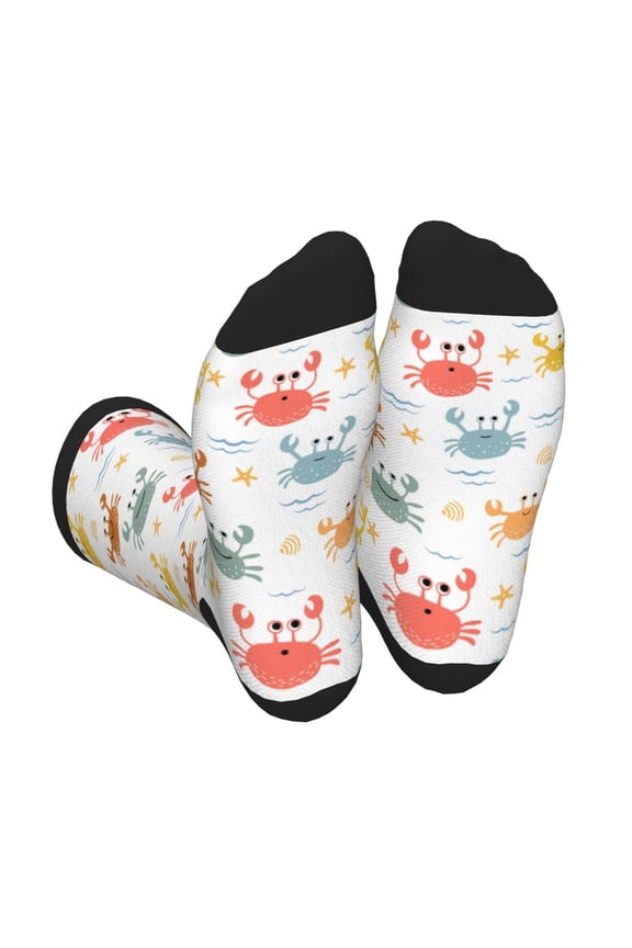 Colorful Crabs Print Crew Socks for Men and Women, Men's Soft Moisture-wicking Sock