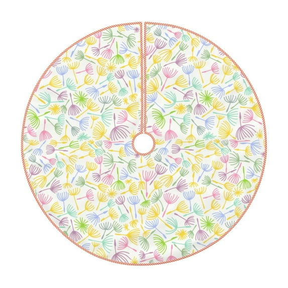 Xecao Colorful Dandelion Pattern Christmas Tree Skirt Round Xmas Tree Mat Base Cover for Holiday Home Decorations-30"
