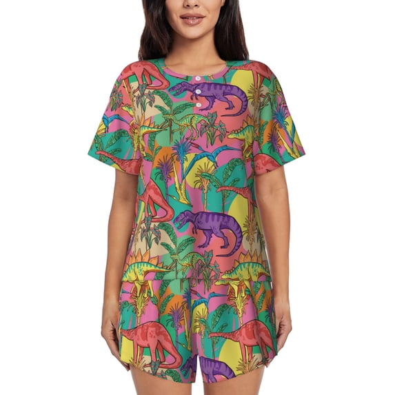 Xecao Colorful Dinosaur print Swimsuit for women, Summer-ready, sporty style.Quick-dry fabric. Many sizes & colors.
