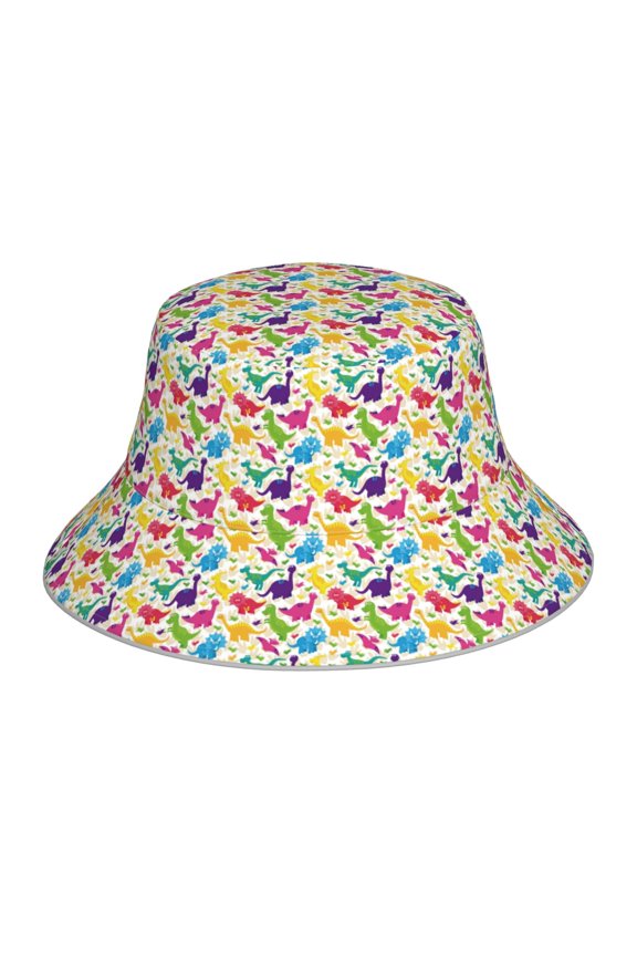Colorful Dinosaurs Print Men and Women Night Reflective Hat Runner Cap Visor Bucket Hat Boonie Cap