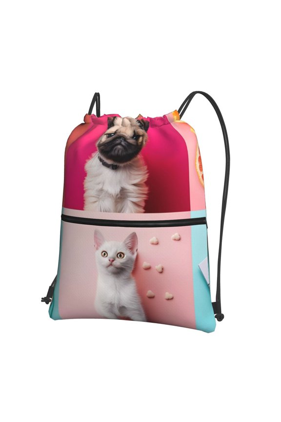 Colorful Dog Cat Collage for Drawstring Bags,Pull String Backpack Bags,String Bag Sackpack