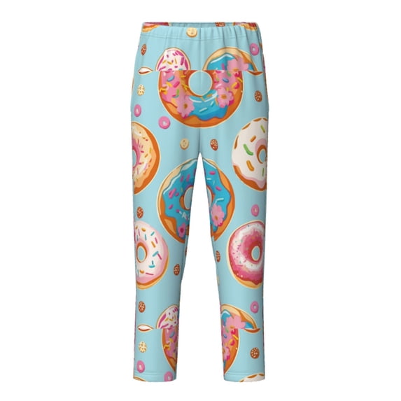 Xecao Colorful Donut Print Teenagers' Pajama Pants Long Sleep Pants Soft Elastic Waist Pajama Bottoms Elastic waist with 2 Pockets 5-16 Years-XS(5-6)