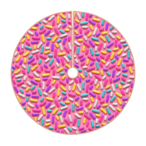 Xecao Colorful Donuts 1 Pattern Christmas Tree Skirt Round Xmas Tree Mat Base Cover for Holiday Home Decorations-36"