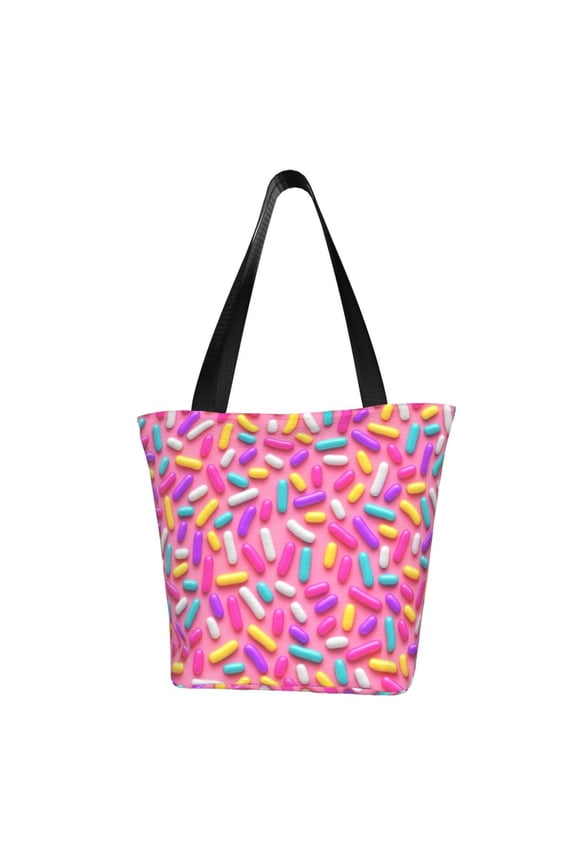 Colorful Donuts 1 for Tote Bag for Women -Tote Shoulder Bag with A Little Pocket Inside, Perfect for Travel and Work.