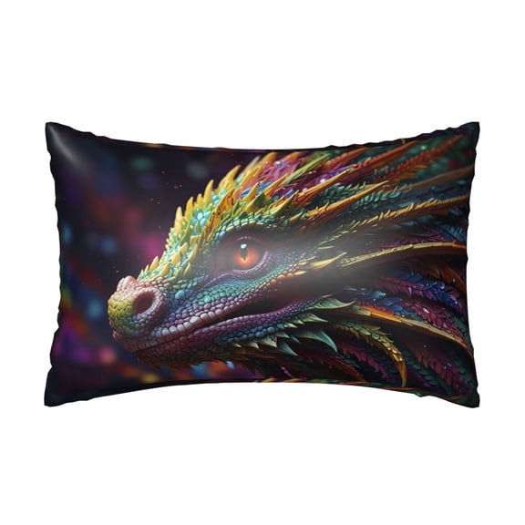 Xecao Colorful Dragon Head Profile Pattern Satin Pillowcases for Hair and Skin, Luxurious and Silky Pillow Cases with Envelope Closure, 20x30 Inches