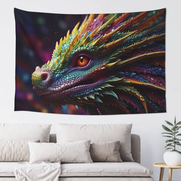 Xecao Colorful Dragon Head Profile Print Tapestry, Wall Hanging Room Funny Decor, Backdrop Room Decor for Bedroom Living Room dormitory