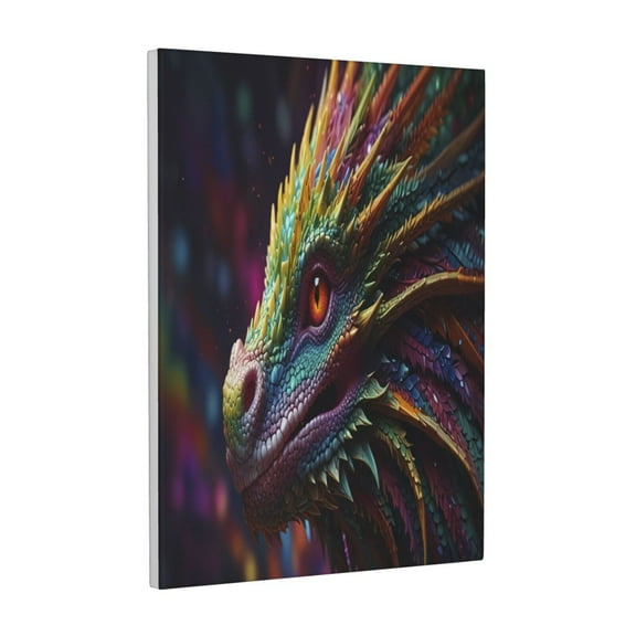 Xecao Colorful Dragon Head Profile for Ready-to-Hang Canvas Art 12x16 Inches - Waterproof HD Print Solid Wood Frame for Gifting,Vertical