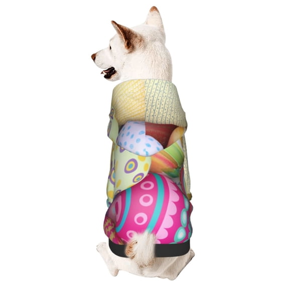 Xecao Colorful Easter Eggs Pattern Sweatshirts Winter Pet Dog Hoodie Puppy Coat Dog Sweaters Dog Clothes with Hat Dog Clothes Costume Outfit,Small Pets Wear-X-Large