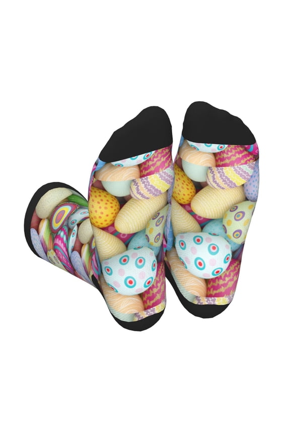 Colorful Easter Eggs Print Crew Socks for Men and Women, Men's Soft Moisture-wicking Sock