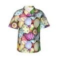 thumbnail image 1 of Xecao Colorful Easter Eggs print Hawaiian shirt - a stylish short-sleeve button-down for men, perfect for casual beach and tropical outings., 1 of 9