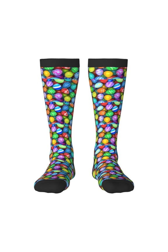 Colorful Easter Eggs1 print thigh-high socks, crafted for both men and women with a stretchy, high-opaque design perfect for daily wear