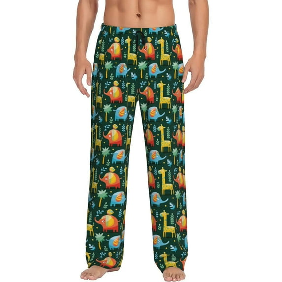 Xecao Colorful Elephants Print Men's Straight Lounge Pajama Pants - The Ultimate in Comfortable Sleepwear-XX-Large