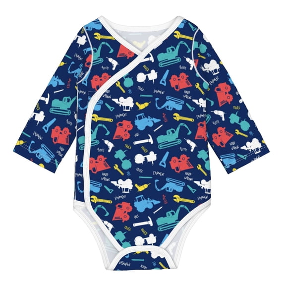 Xecao Colorful Excavator Print Baby unisex-baby Cotton Long-sleeve Bodysuits-6 Months