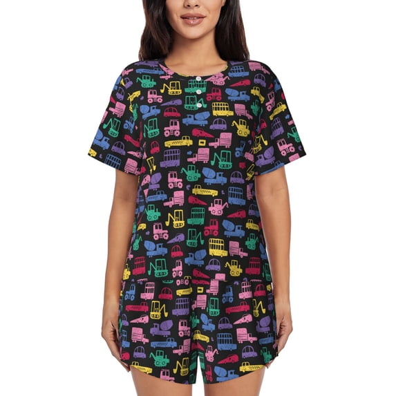 Xecao Colorful Excavator print Swimsuit for women, Summer-ready, sporty style.Quick-dry fabric. Many sizes & colors.