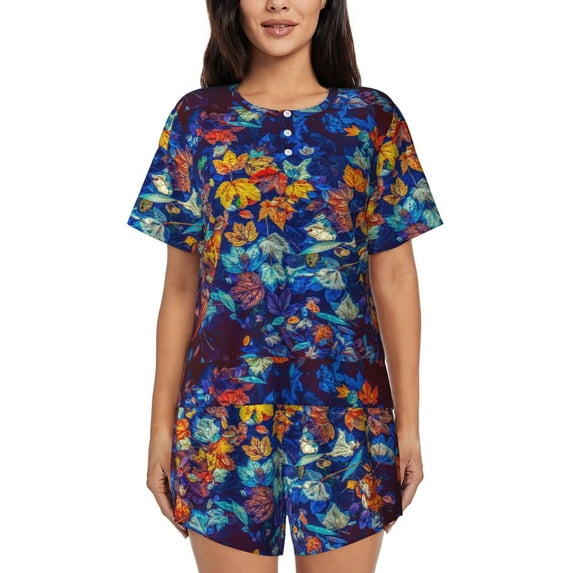 Xecao Colorful Fall Leaves print Swimsuit for women, Summer-ready, sporty style.Quick-dry fabric. Many sizes & colors.