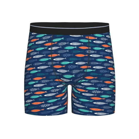 Xecao Colorful Fish 3 Print Boxer Briefs for Men's Stretch Moisture-Wicking Underwear, Mid-Rise Classics breathable fabric