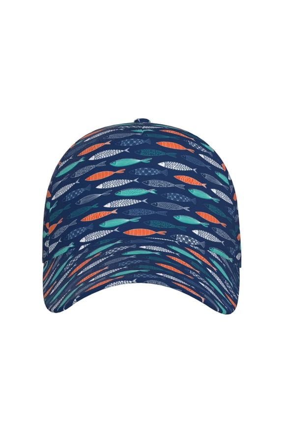 Colorful Fish 3 for Baseball Cap: Unisex, crafted from classic polyester twill fabric, featuring a soft unconstructed design