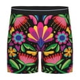 thumbnail image 1 of Xecao Colorful Floral Embroidery Mexican Print Boxer Briefs for Men's Stretch Moisture-Wicking Underwear, Mid-Rise Classics breathable fabric, 1 of 7