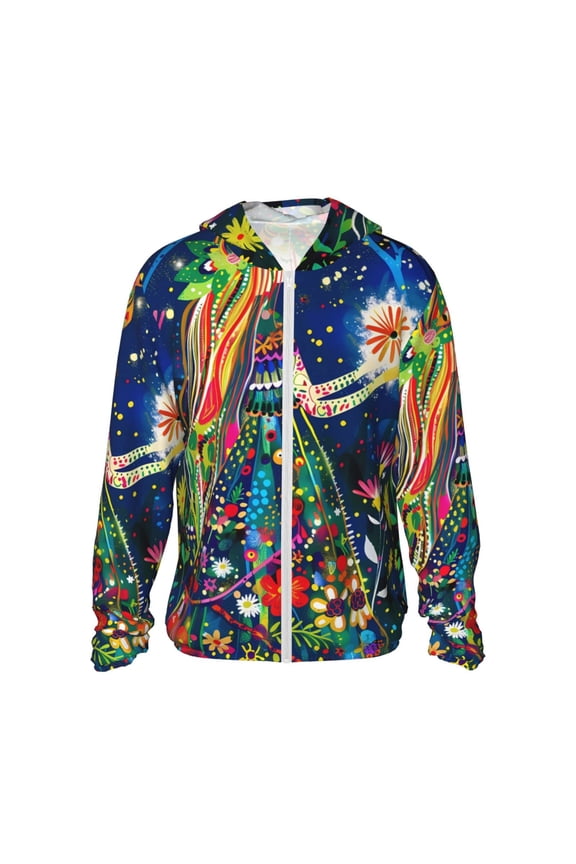 Colorful Floral Forest Fairy for Sun Shirt-A lightweight, Hoodie-Style Long-Sleeve UV Protection Garment Designed for Other Outdoor Activities. -Small