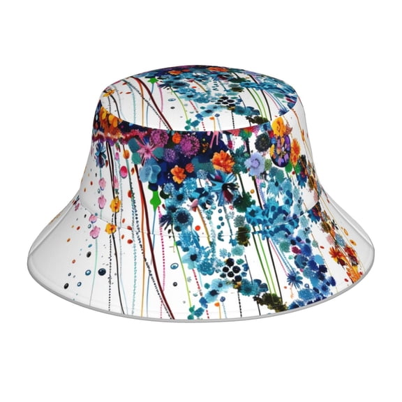 Xecao Colorful Floral Jellyfish Print Men and Women Night Reflective Hat Runner Cap Visor Bucket Hat Boonie Cap