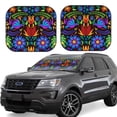 thumbnail image 1 of Xecao Colorful Floral for Foldable Car Sun Shades (2-Pack) offer sun protection with an easy-fold design for convenient windshield shading., 1 of 7
