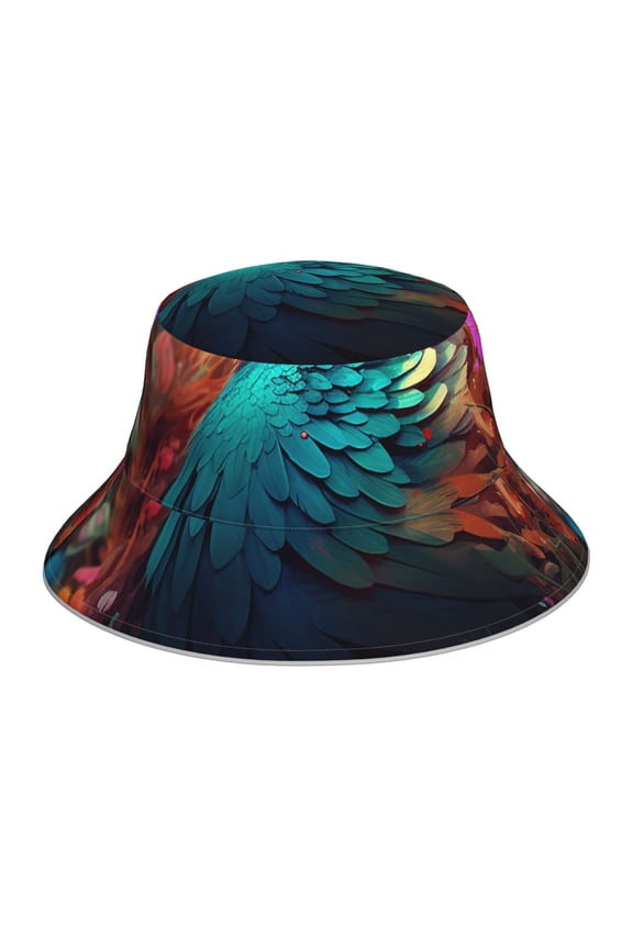 Colorful Flower Bird Print Men and Women Night Reflective Hat Runner Cap Visor Bucket Hat Boonie Cap