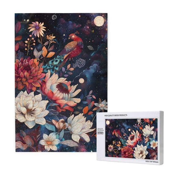 Xecao Colorful Flower Peacock Pattern 1000 Piece Puzzles , Jigsaw Puzzles for Adults