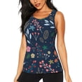 thumbnail image 1 of Xecao Colorful Flowers print women's scoop neck, loose-fit workout tank tops for the gym., 1 of 9