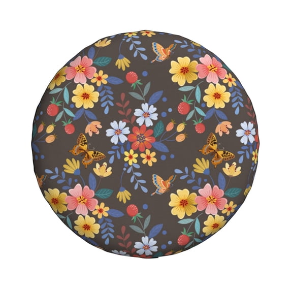 Xecao Colorful Flowers with Butterfly for Tire Covers: Waterproof, dust-proof, and universally fitting for trailers, SUVs