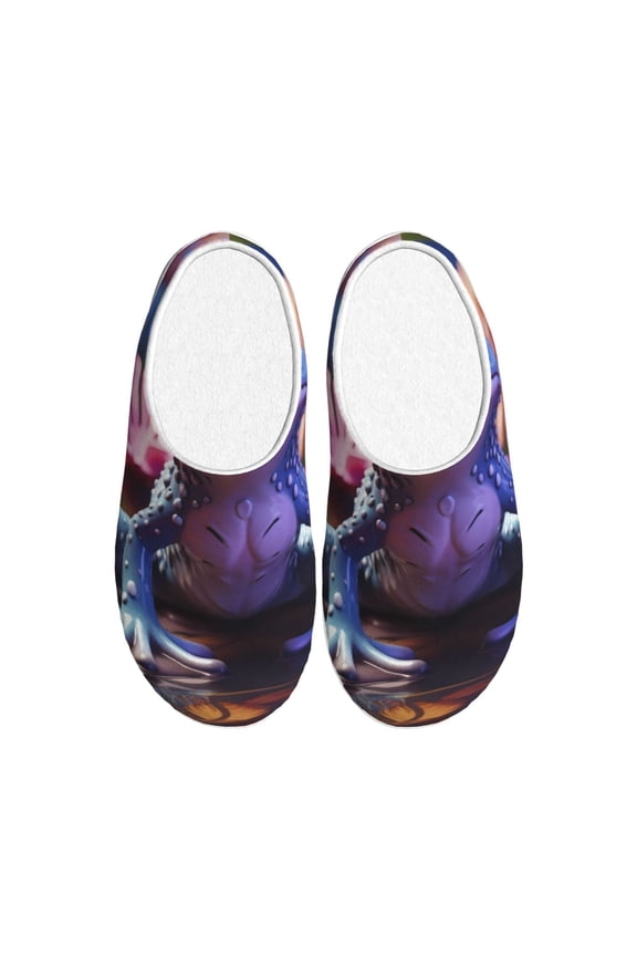 Colorful Frog Among Flowers Print Cotton Slippers Fuzzy Warm Cozy Slippers Non Slip House Slippers For Indoor Outdoor Cotton Slippers House Slippers-37/38