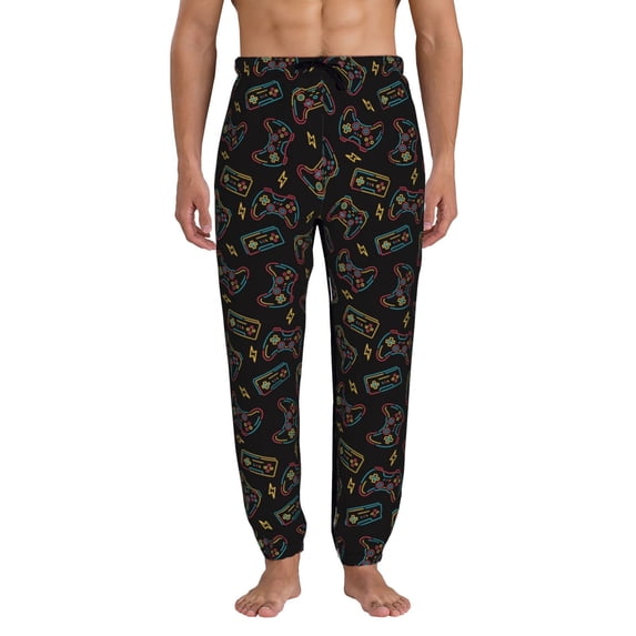 Xecao Colorful Game Controller Print Active Tech Joggers for Men, Mens Sweatpants Lounge Pants with Pockets-Small