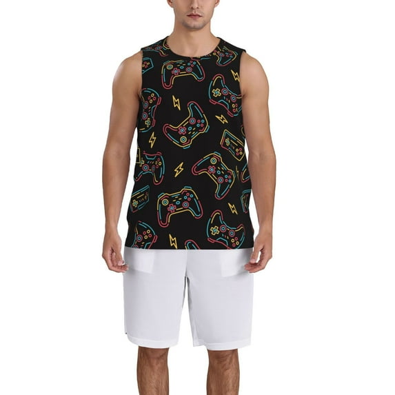 Xecao Colorful Game Controller print basketball shirt for both men and women, a unisex basketball jersey perfect for theme parties-XX-Large
