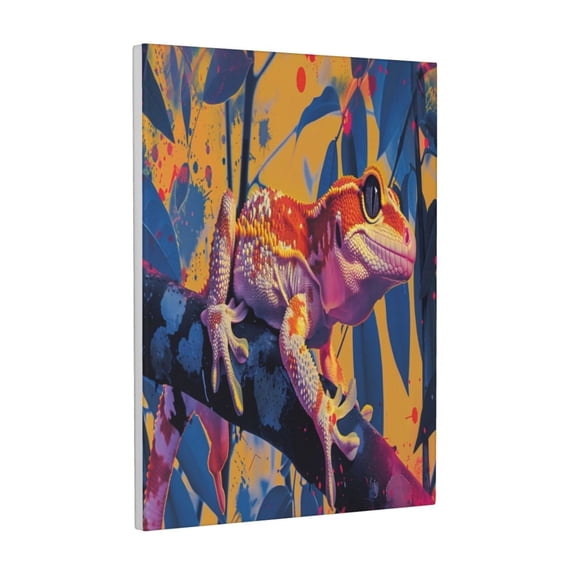 Xecao Colorful Gecko Jungle Art for Ready-to-Hang Canvas Art 12x16 Inches - Waterproof HD Print Solid Wood Frame for Gifting,Vertical