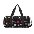 thumbnail image 1 of Xecao Colorful Geometry print Round Travel Duffel Bag is a foldable gym bag with an inner pocket, perfect for travel sports, 1 of 8
