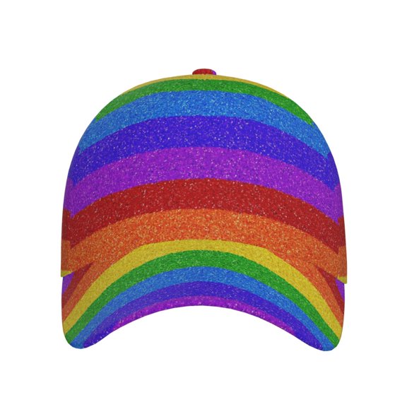 Xecao Colorful Glitter Rainbow for Baseball Cap: Unisex, crafted from classic polyester twill fabric, featuring a soft unconstructed design