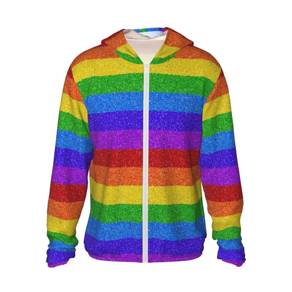 Xecao Colorful Glitter Rainbow for Sun Shirt-A lightweight, hoodie-style long-sleeve UV protection garment designed for other outdoor activities.