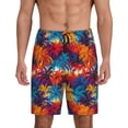 thumbnail image 1 of Xecao Colorful Hawaii Palms Print Men's Sleepwear Shorts Pajama Bottom Lounge Short nightwear with Convenient Pockets for Relaxed Home Wear-Medium, 1 of 6