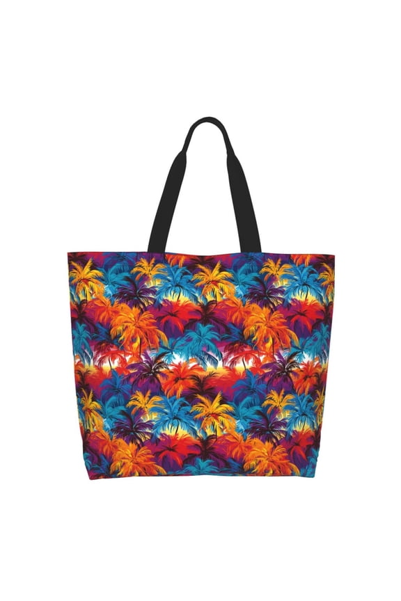 Colorful Hawaii Palms for Tote Bag for Women, Tote Shoulder Bag with a littlw pocket and Handbag for Travel, Work
