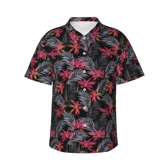Xecao Colorful Hawaii Palms print Hawaiian shirt - a stylish short-sleeve button-down for men, perfect for casual beach and tropical outings.