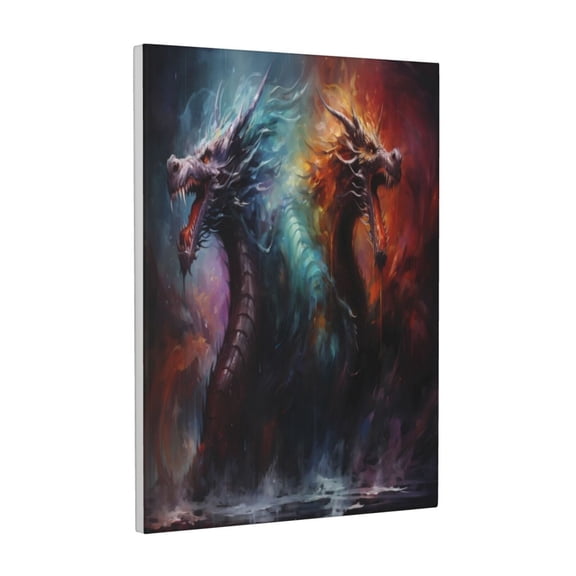 Xecao Colorful Ink Style Dragon for Ready-to-Hang Canvas Art 12x16 Inches - Waterproof HD Print Solid Wood Frame for Gifting,Vertical