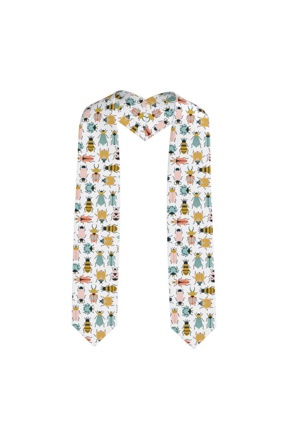 Xecao Colorful Insects Print Graduation Shawl Stole Honor Stole Adult 72" Academic Commencements