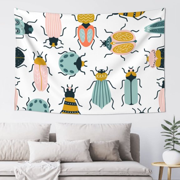 Xecao Colorful Insects Print Tapestry, Wall Hanging Room Funny Decor, Backdrop Room Decor for Bedroom Living Room dormitory