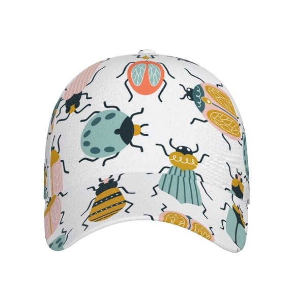 Xecao Colorful Insects for Baseball Cap: Unisex, crafted from classic polyester twill fabric, featuring a soft unconstructed design