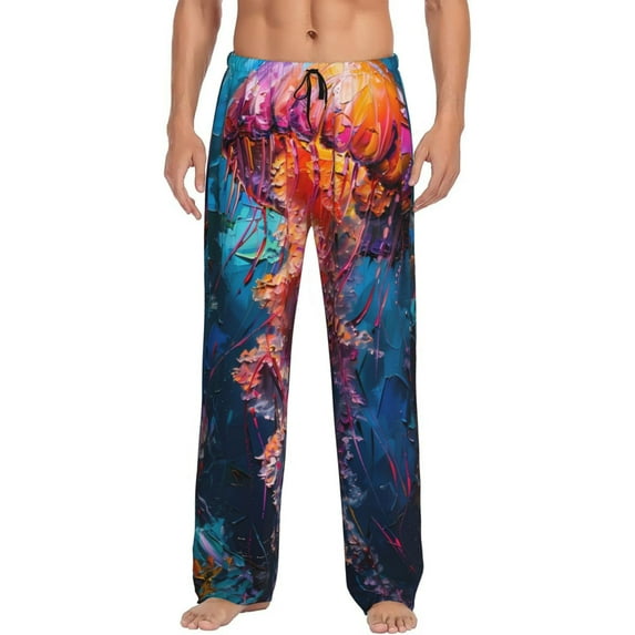 Xecao Colorful Jellyfish Abstract Print Men's Straight Lounge Pajama Pants - The Ultimate in Comfortable Sleepwear-XX-Large