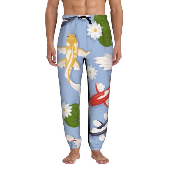 Xecao Colorful Koi Fish Print Active Tech Joggers for Men, Mens Sweatpants Lounge Pants with Pockets-3X-Large