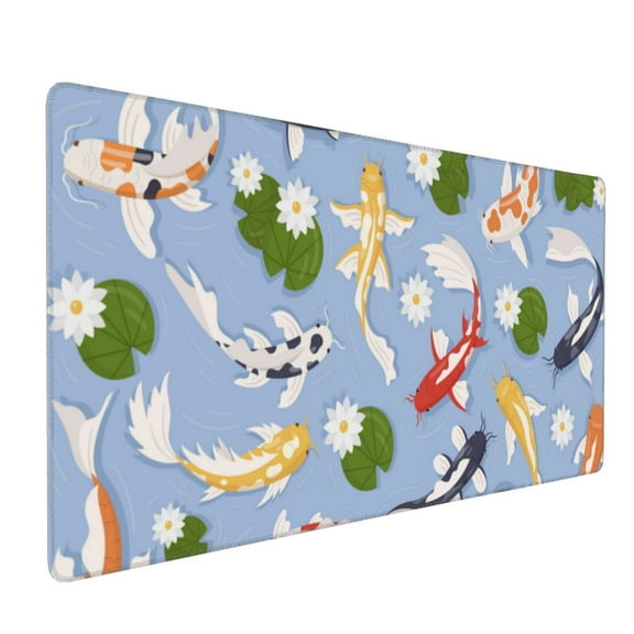 Xecao Colorful Koi Fish Print Large Mouse Pad, 16x35.5in Mousepad, Professional Non-Slip Rubber Base Big Mouse Pad, Mouse Pad for Gaming & Office Full Desk Mouse Pad