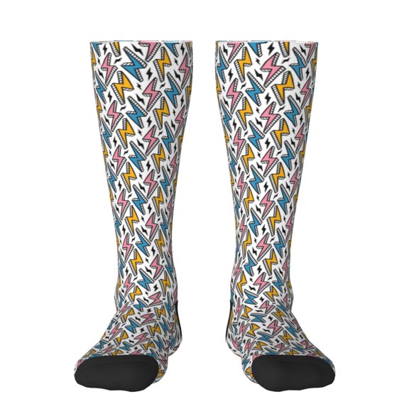 Xecao Colorful Lightning Bolts Print Compression Socks for Both Men And Women for Running, Travel, Flight, Nurse