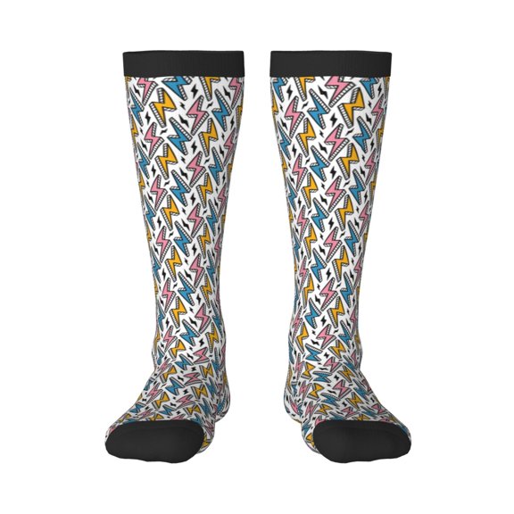 Xecao Colorful Lightning Bolts Print Compression Socks for Both Men And Women for Running, Travel, Flight, Nurse