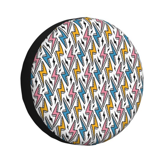 Xecao Colorful Lightning Bolts for Tire Covers: Waterproof, dust-proof, and universally fitting for trailers, SUVs-14 inch